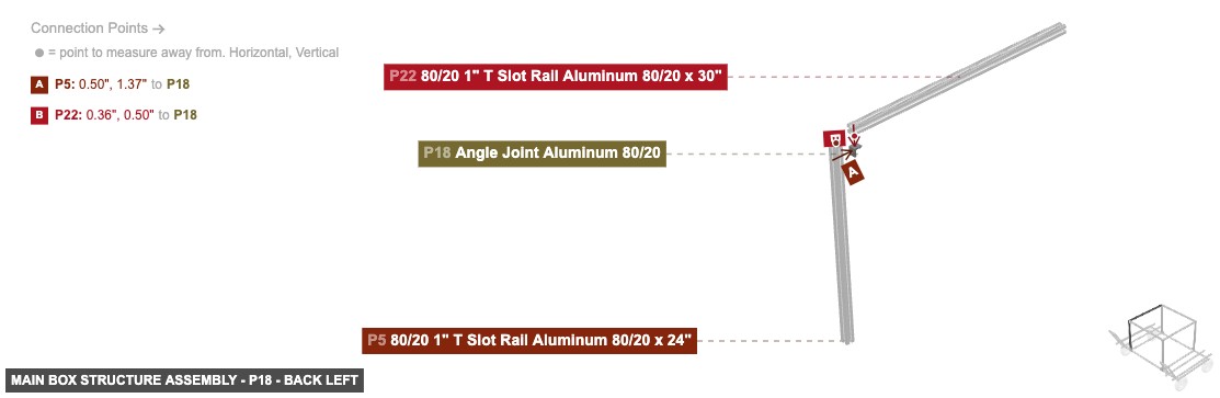 Main Box Structure Assembly - Part Angle Joint Aluminum 80/20 - back_left