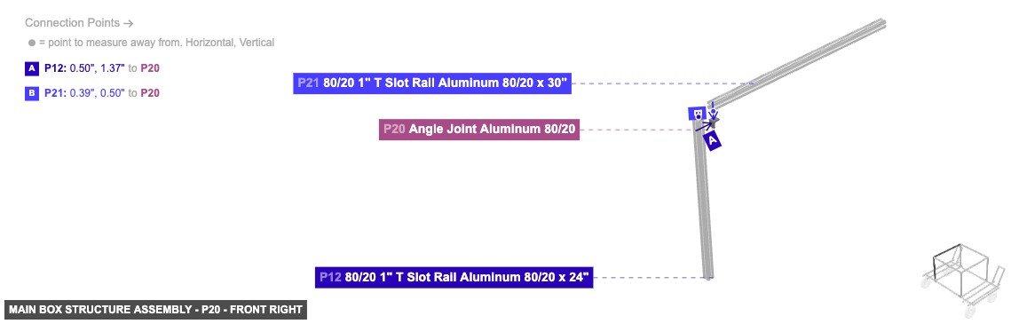 Main Box Structure Assembly - Part Angle Joint Aluminum 80/20 - front_right