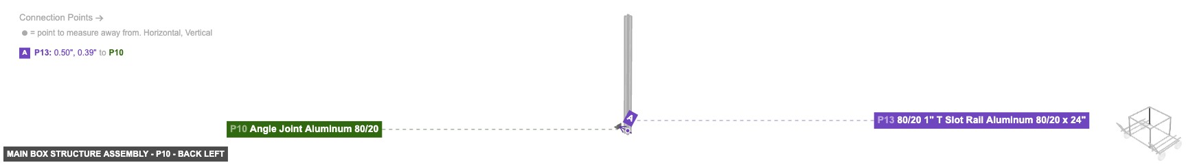 Main Box Structure Assembly - Part Angle Joint Aluminum 80/20 - back_left