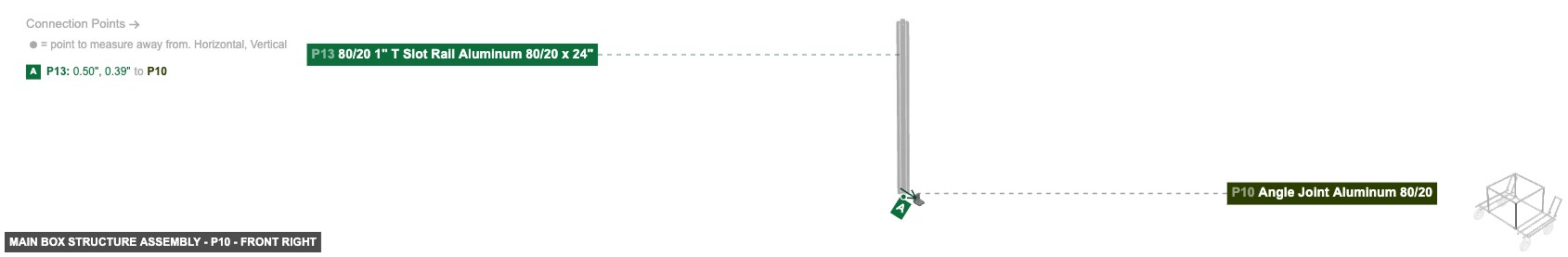 Main Box Structure Assembly - Part Angle Joint Aluminum 80/20 - front_right