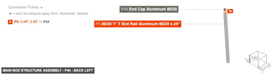 Main Box Structure Assembly - Part End Cap Aluminum 80/20 - back_left