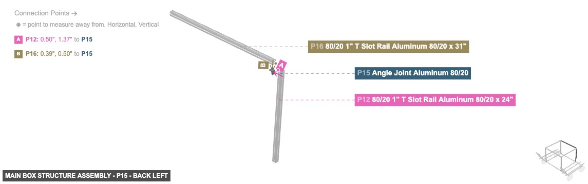 Main Box Structure Assembly - Part Angle Joint Aluminum 80/20 - back_left