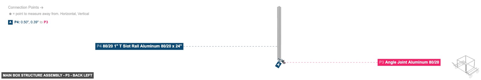 Main Box Structure Assembly - Part Angle Joint Aluminum 80/20 - back_left