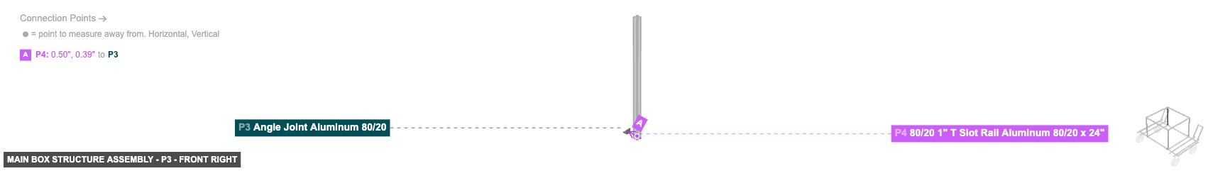 Main Box Structure Assembly - Part Angle Joint Aluminum 80/20 - front_right