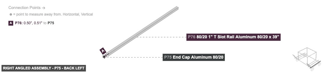 Right Angled Assembly - Part End Cap Aluminum 80/20 - back_left