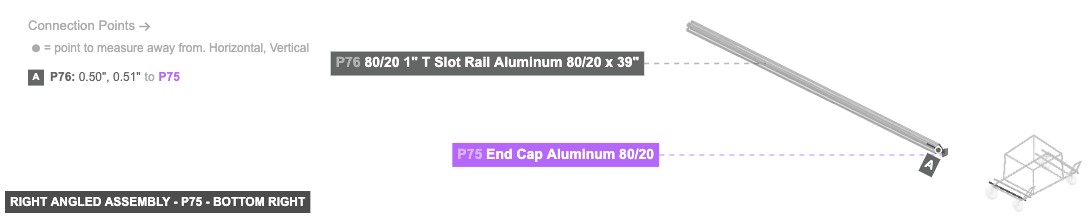 Right Angled Assembly - Part End Cap Aluminum 80/20 - bottom_right