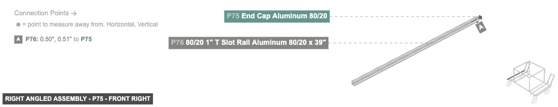Right Angled Assembly - Part End Cap Aluminum 80/20 - front_right