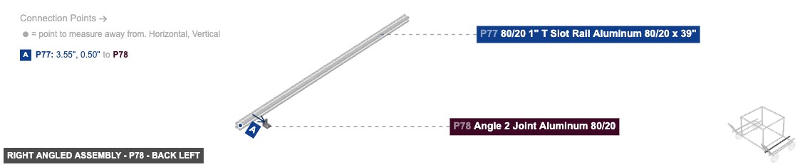 Right Angled Assembly - Part Angle 2 Joint Aluminum 80/20 - back_left