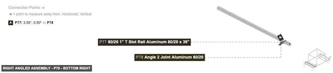 Right Angled Assembly - Part Angle 2 Joint Aluminum 80/20 - bottom_right