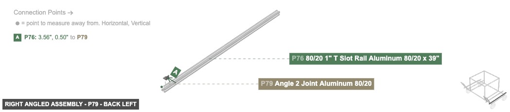 Right Angled Assembly - Part Angle 2 Joint Aluminum 80/20 - back_left