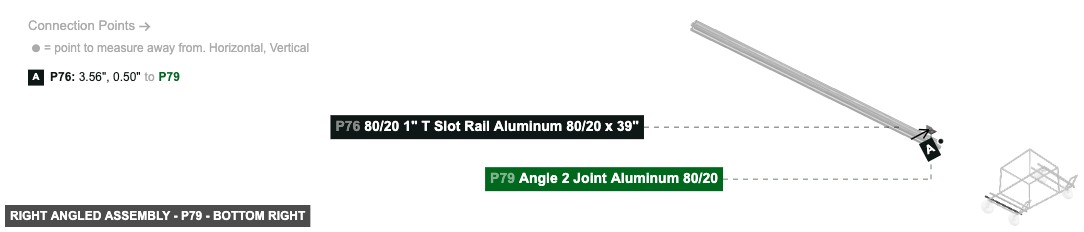 Right Angled Assembly - Part Angle 2 Joint Aluminum 80/20 - bottom_right