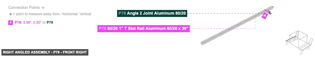 Right Angled Assembly - Part Angle 2 Joint Aluminum 80/20 - front_right