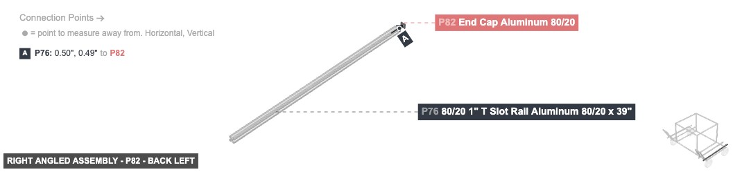 Right Angled Assembly - Part End Cap Aluminum 80/20 - back_left