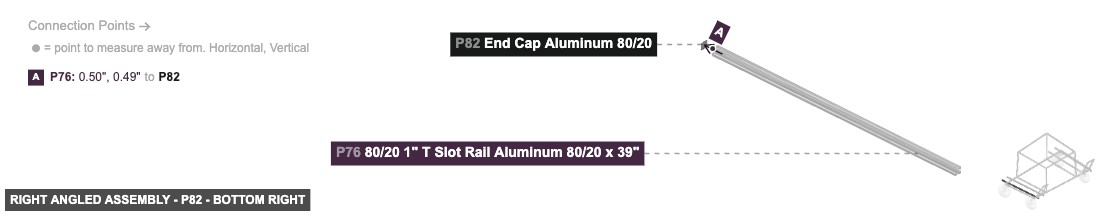 Right Angled Assembly - Part End Cap Aluminum 80/20 - bottom_right