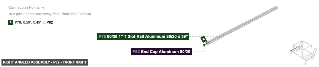 Right Angled Assembly - Part End Cap Aluminum 80/20 - front_right