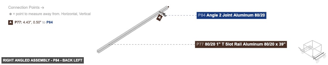 Right Angled Assembly - Part Angle 2 Joint Aluminum 80/20 - back_left