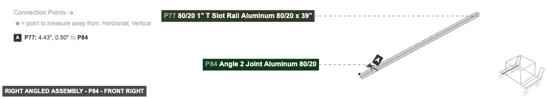 Right Angled Assembly - Part Angle 2 Joint Aluminum 80/20 - front_right