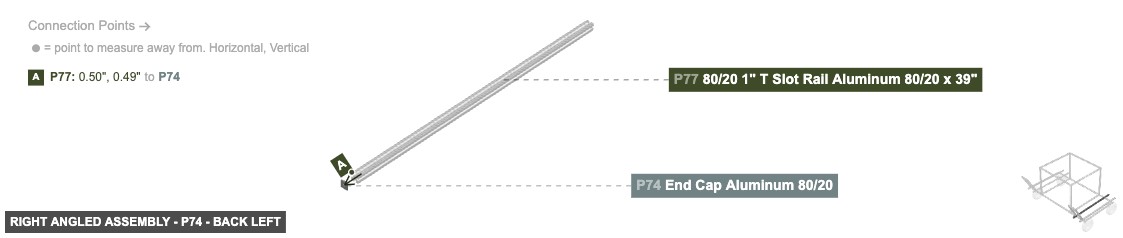 Right Angled Assembly - Part End Cap Aluminum 80/20 - back_left