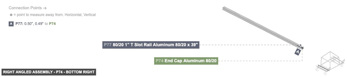 Right Angled Assembly - Part End Cap Aluminum 80/20 - bottom_right
