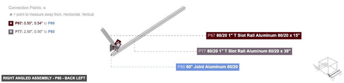 Right Angled Assembly - Part 60° Joint Aluminum 80/20 - back_left