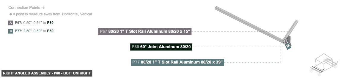 Right Angled Assembly - Part 60° Joint Aluminum 80/20 - bottom_right