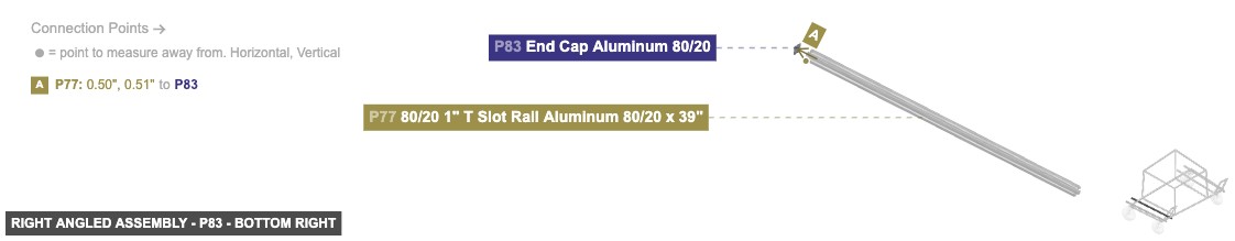 Right Angled Assembly - Part End Cap Aluminum 80/20 - bottom_right