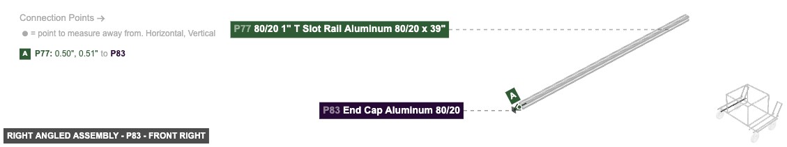 Right Angled Assembly - Part End Cap Aluminum 80/20 - front_right