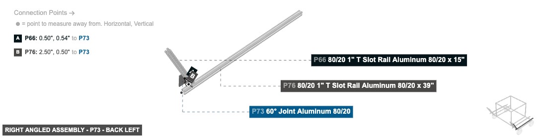 Right Angled Assembly - Part 60° Joint Aluminum 80/20 - back_left