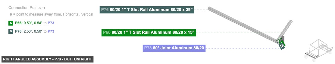 Right Angled Assembly - Part 60° Joint Aluminum 80/20 - bottom_right