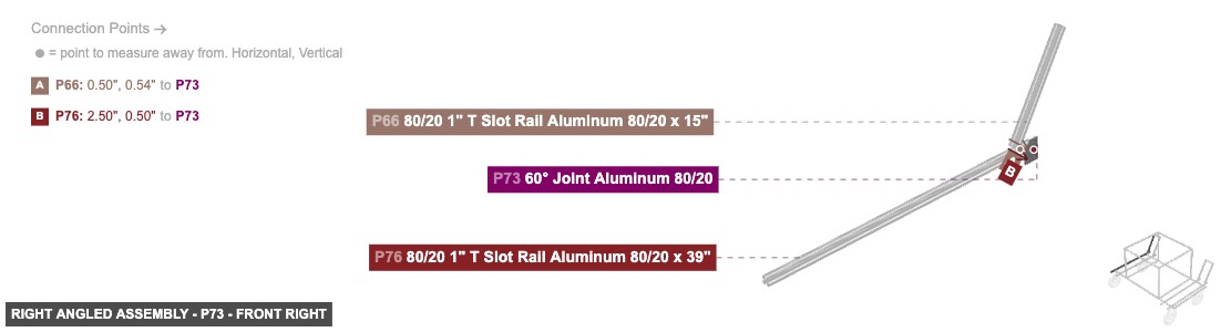 Right Angled Assembly - Part 60° Joint Aluminum 80/20 - front_right