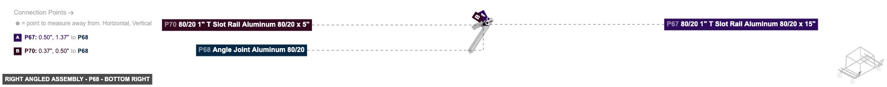 Right Angled Assembly - Part Angle Joint Aluminum 80/20 - bottom_right