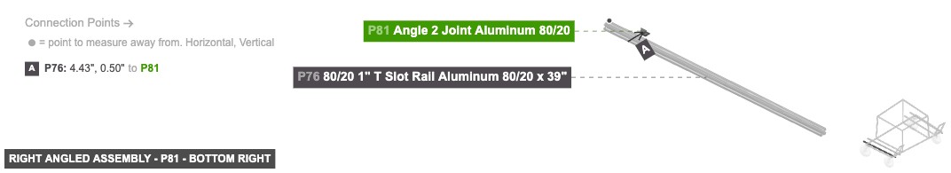 Right Angled Assembly - Part Angle 2 Joint Aluminum 80/20 - bottom_right
