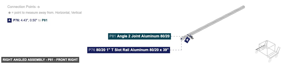 Right Angled Assembly - Part Angle 2 Joint Aluminum 80/20 - front_right