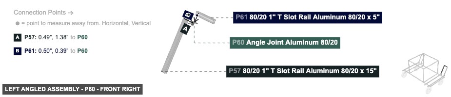 Left Angled Assembly - Part Angle Joint Aluminum 80/20 - front_right