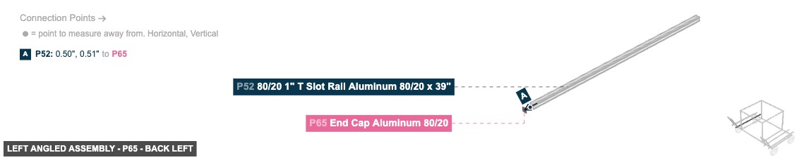 Left Angled Assembly - Part End Cap Aluminum 80/20 - back_left