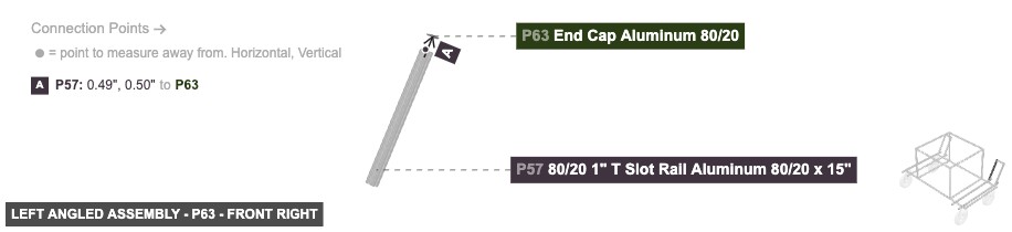 Left Angled Assembly - Part End Cap Aluminum 80/20 - front_right