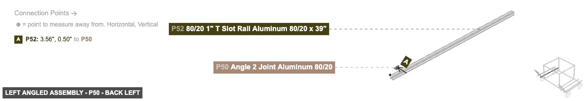 Left Angled Assembly - Part Angle 2 Joint Aluminum 80/20 - back_left
