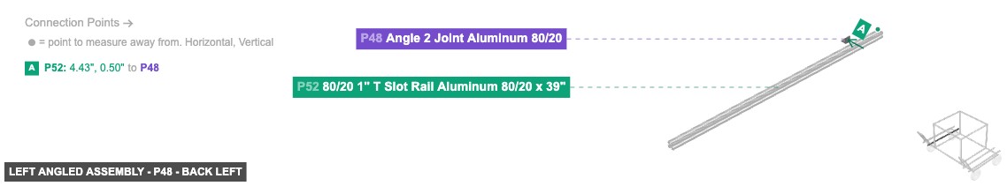 Left Angled Assembly - Part Angle 2 Joint Aluminum 80/20 - back_left
