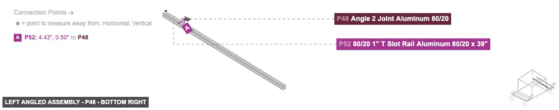 Left Angled Assembly - Part Angle 2 Joint Aluminum 80/20 - bottom_right