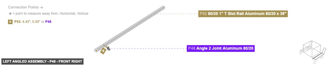 Left Angled Assembly - Part Angle 2 Joint Aluminum 80/20 - front_right