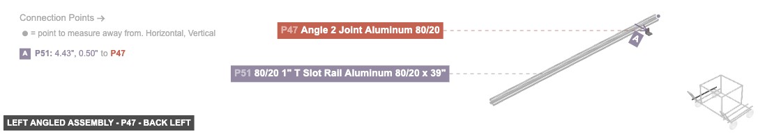 Left Angled Assembly - Part Angle 2 Joint Aluminum 80/20 - back_left