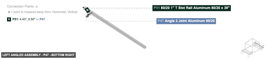 Left Angled Assembly - Part Angle 2 Joint Aluminum 80/20 - bottom_right