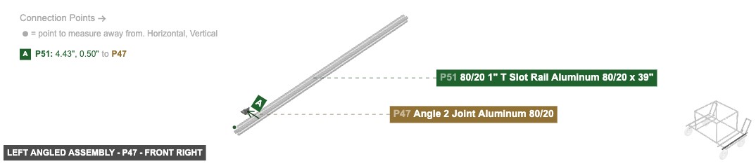 Left Angled Assembly - Part Angle 2 Joint Aluminum 80/20 - front_right