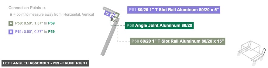 Left Angled Assembly - Part Angle Joint Aluminum 80/20 - front_right