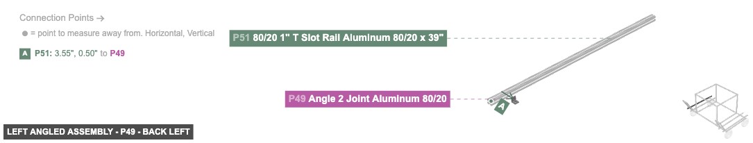 Left Angled Assembly - Part Angle 2 Joint Aluminum 80/20 - back_left