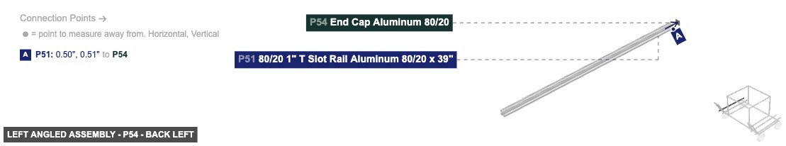 Left Angled Assembly - Part End Cap Aluminum 80/20 - back_left