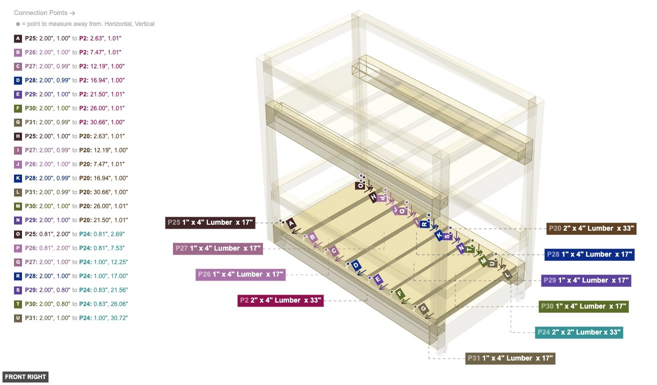 Assembly of Lower Shelf Slats Installation - front_right