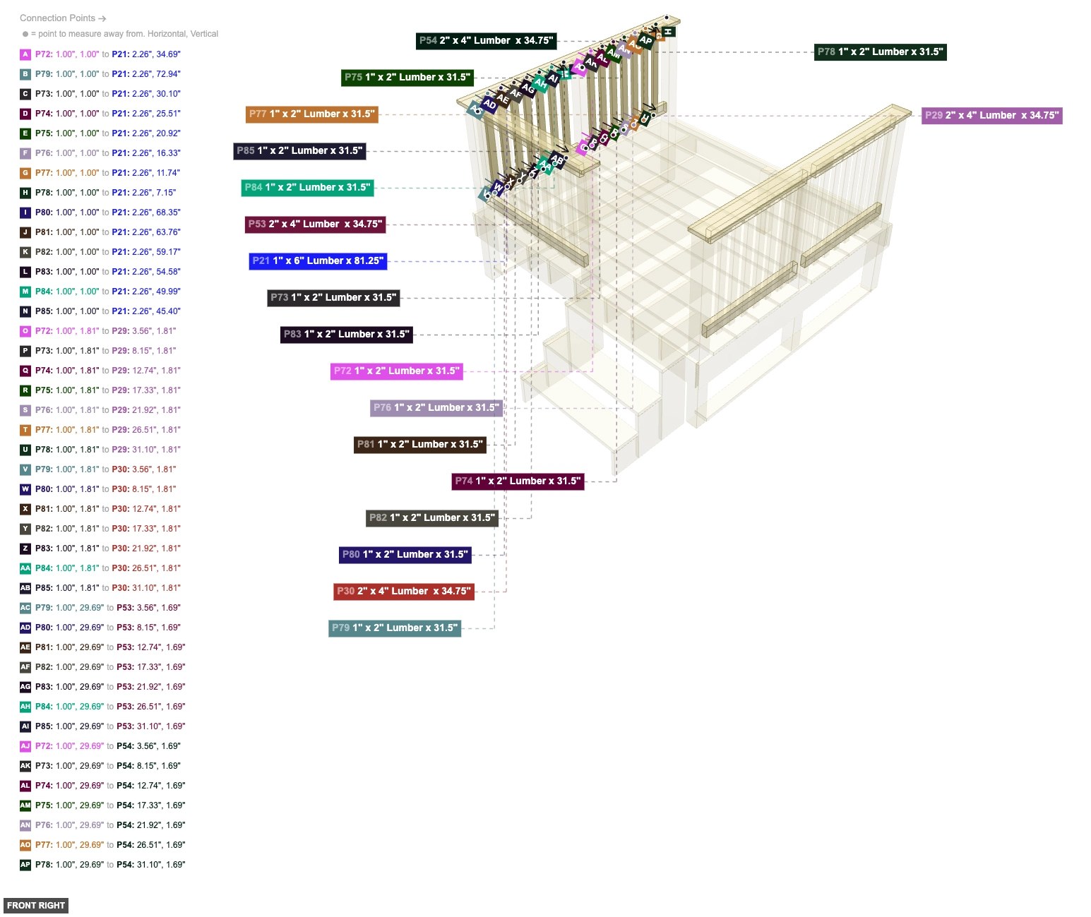 Assembly of Left Side Railing Balusters - front_right