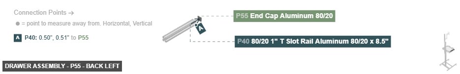 Drawer Assembly - Part End Cap Aluminum 80/20 - back_left