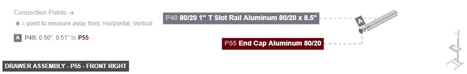 Drawer Assembly - Part End Cap Aluminum 80/20 - front_right